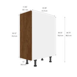 Eklipse Base Kitchen Cabinet - Saphir Collection - 12-in X 34 3/4-in - Woodgrain 9 Eklipse Base Kitchen Cabinet - Saphir Collection - 12-in X 34 3/4-in - Woodgrain -Alliedbas Shop 75396540b L