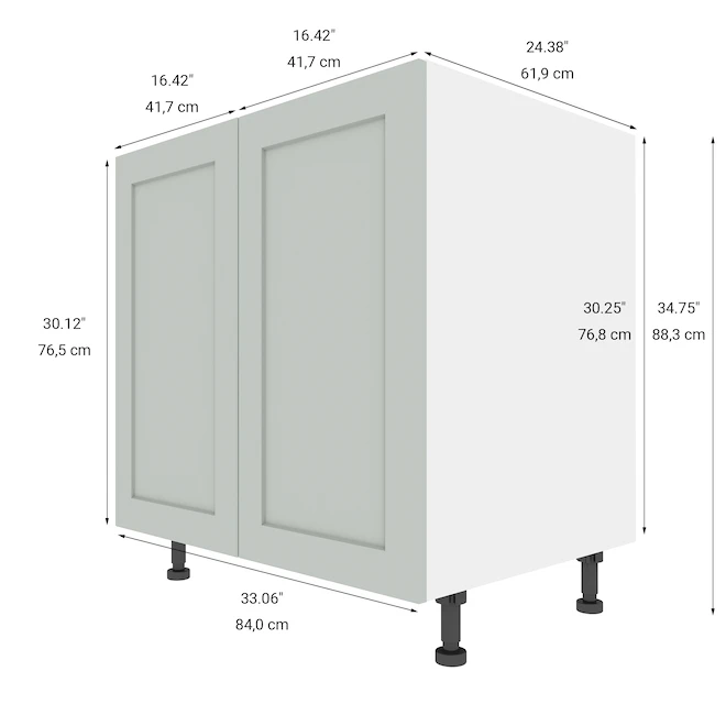 Eklipse Angelite Base Cabinet - 2 Doors - 33-in - Polymer - Grey 3 Eklipse Angelite Base Cabinet - 2 Doors - 33-in - Polymer - Grey - Image 3