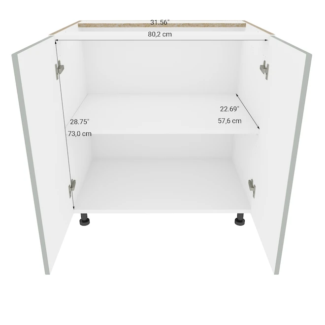 Eklipse Angelite Base Cabinet - 2 Doors - 33-in - Polymer - Grey 4 Eklipse Angelite Base Cabinet - 2 Doors - 33-in - Polymer - Grey - Image 4