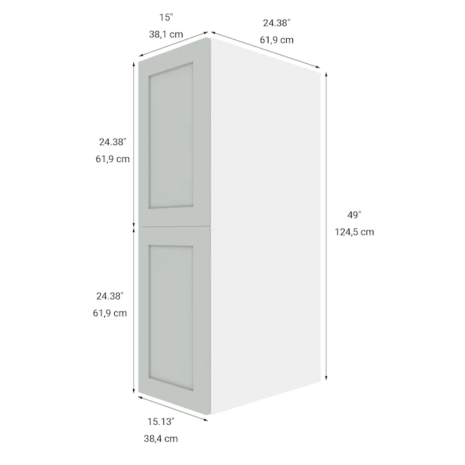 Eklipse Angelite 2-Door 3-Shelf Top Wall Cabinet - 15-in X 49-in - Thermofoil 2 Eklipse Angelite 2-Door 3-Shelf Top Wall Cabinet - 15-in X 49-in - Thermofoil - Image 2