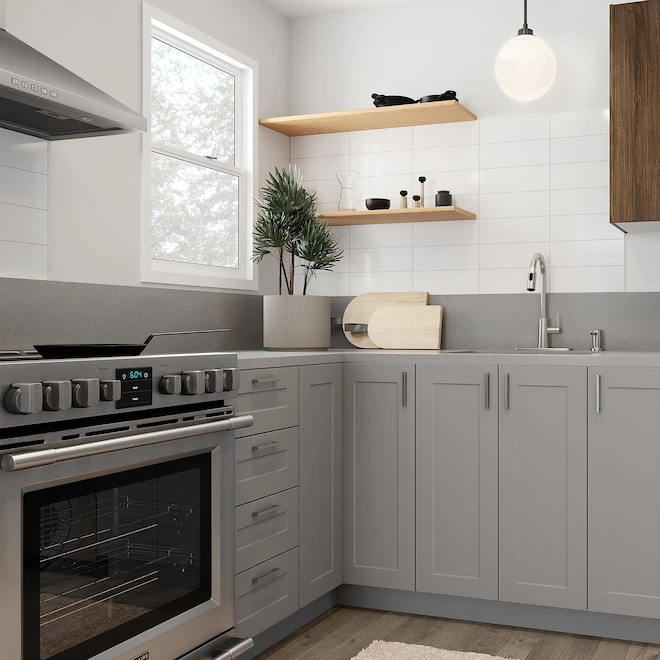 Eklipse Angelite Horizontal Wall Cabinet - 1 Door - 36-in X 24-in - Polymer - Grey 2 Eklipse Angelite Horizontal Wall Cabinet - 1 Door - 36-in X 24-in - Polymer - Grey - Image 2