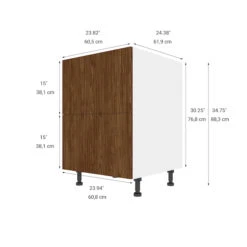 Eklipse Saphir Base Cabinet - 2 Drawers - 24-in - Melamine - Woodgrain 9 Eklipse Saphir Base Cabinet - 2 Drawers - 24-in - Melamine - Woodgrain -Alliedbas Shop 75396576b L