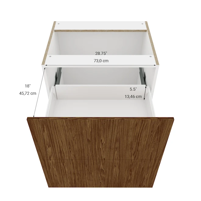 Eklipse Saphir Base Cabinet - 2 Drawers - 30-in - Melamine - Woodgrain 3 Eklipse Saphir Base Cabinet - 2 Drawers - 30-in - Melamine - Woodgrain - Image 3
