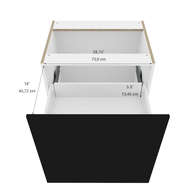 Eklipse Onyx Base Cabinet - 2 Drawers - 30-in - Polymer - Matte Black 1 Eklipse Onyx Base Cabinet - 2 Drawers - 30-in - Polymer - Matte Black