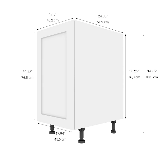 Eklipse Perle 18-in 1-Door Base Cabinet - Polymer - Matte White 3 Eklipse Perle 18-in 1-Door Base Cabinet - Polymer - Matte White - Image 3