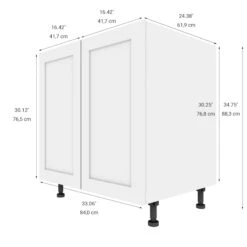 Eklipse Perle 33-in 2-Door Base Cabinet - Polymer - Matte White