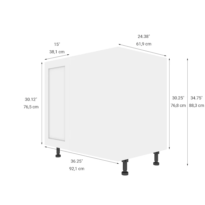 Eklipse Perle Hidden Corner Base Cabinet - 1 Door - 36-in - Polymer - Matte White 5 Eklipse Perle Hidden Corner Base Cabinet - 1 Door - 36-in - Polymer - Matte White - Image 5