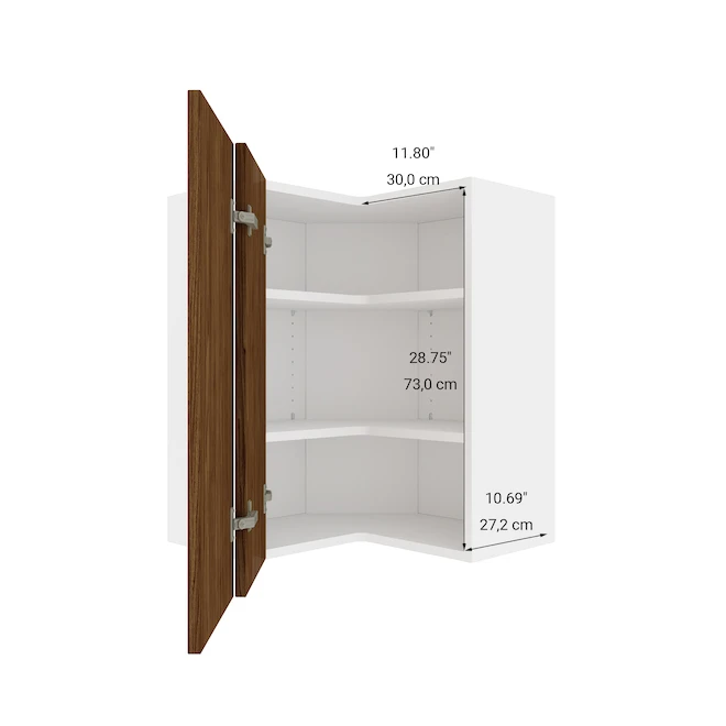 Armoire Murale D'encoignure Eklipse D'Ebsu à 2 Portes Et 2 Tablettes, Polymère, 24 Po X 30 Po, Grain De Bois 3 Armoire Murale D'encoignure Eklipse D'Ebsu à 2 Portes Et 2 Tablettes, Polymère, 24 Po X 30 Po, Grain De Bois - Image 3