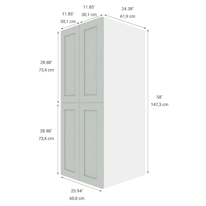 Eklipse Top Pantry Tall Cabinet Angelite - 4 Doors 24-in X 58-in Grey 5 Eklipse Top Pantry Tall Cabinet Angelite - 4 Doors 24-in X 58-in Grey - Image 5