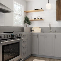 Eklipse Angelite Tall Upper Wall Cabinet - 1 Door 12-in X 39-in - Grey -Alliedbas Shop 75396649e L