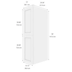 Eklipse Top Pantry Tall Cabinet Perle - 2 Doors 15-in X 58-in -Alliedbas Shop 75396655b L