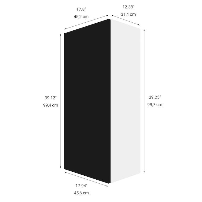 Eklipse Onyx Wall Cabinet 1 Door 18-in Black 3 Eklipse Onyx Wall Cabinet 1 Door 18-in Black - Image 3
