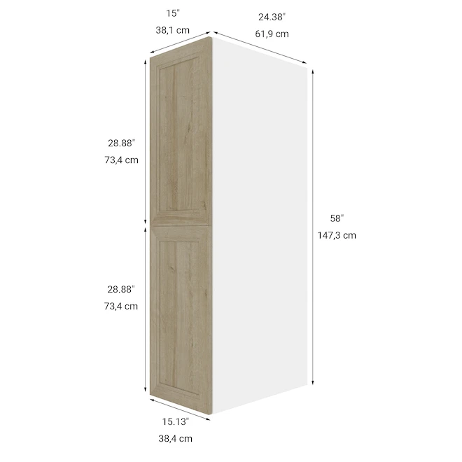Eklipse Top Pantry Tall Cabinet Coral - 2 Doors 15-in X 58-in 2 Eklipse Top Pantry Tall Cabinet Coral - 2 Doors 15-in X 58-in - Image 2