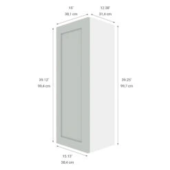 Eklipse Angelite 1-Door Tall Upper Wall Cabinet - 15-in X 39-in - Grey