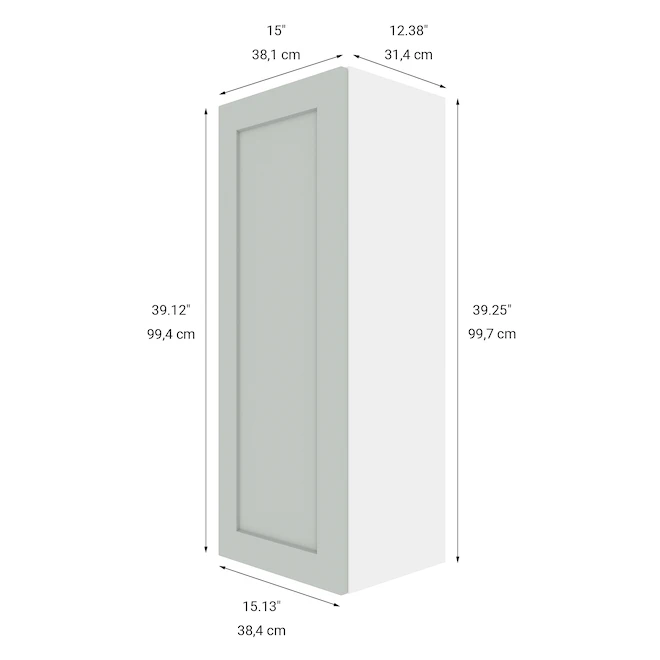 Eklipse Angelite 1-Door Tall Upper Wall Cabinet - 15-in X 39-in - Grey 1 Eklipse Angelite 1-Door Tall Upper Wall Cabinet - 15-in X 39-in - Grey