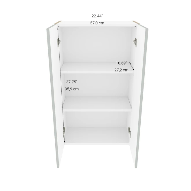 Eklipse By EBSU Ange2 Doors Tall Wall Cabinet - Melamine 24-in Grey 4 Eklipse By EBSU Ange2 Doors Tall Wall Cabinet - Melamine 24-in Grey - Image 4