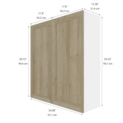 Eklipse Coral Collection Tall Wall Cabinet - 36-in X 39-in - Wood Grain