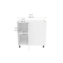 Eklipse Moonstone 36-in White Melamine 1-Door Hidden Corner Base Cabinet
