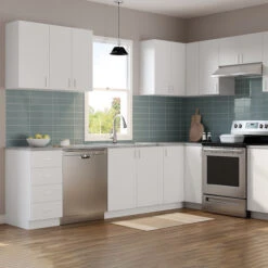 Eklipse Moonstone 36-in White Melamine 1-Door Hidden Corner Base Cabinet -Alliedbas Shop 75396750d L