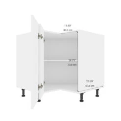 Eklipse Moonstone 36-in White Melamine 1-Door Corner Base Cabinet