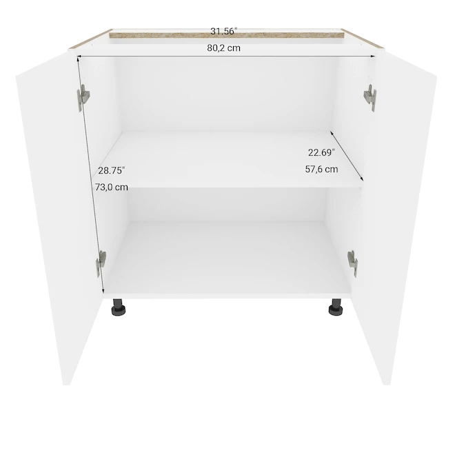 Eklipse Moonstone 33-in White Melamine 2-Door Base Cabinet 5 Eklipse Moonstone 33-in White Melamine 2-Door Base Cabinet - Image 5