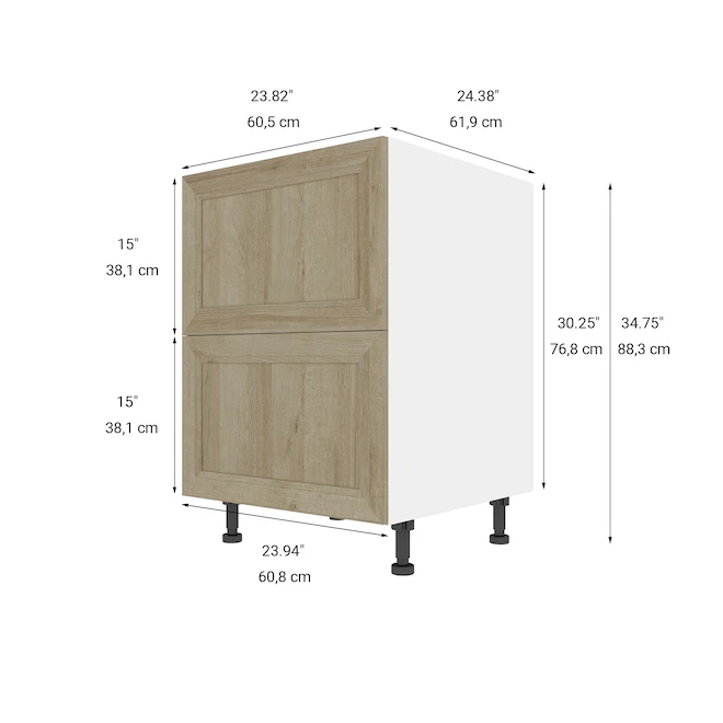Eklipse Coral 23.94-in X 34.75-in X 24.38-in Particleboard 2-Drawer Kitchen Base Cabinet 5 Eklipse Coral 23.94-in X 34.75-in X 24.38-in Particleboard 2-Drawer Kitchen Base Cabinet - Image 5