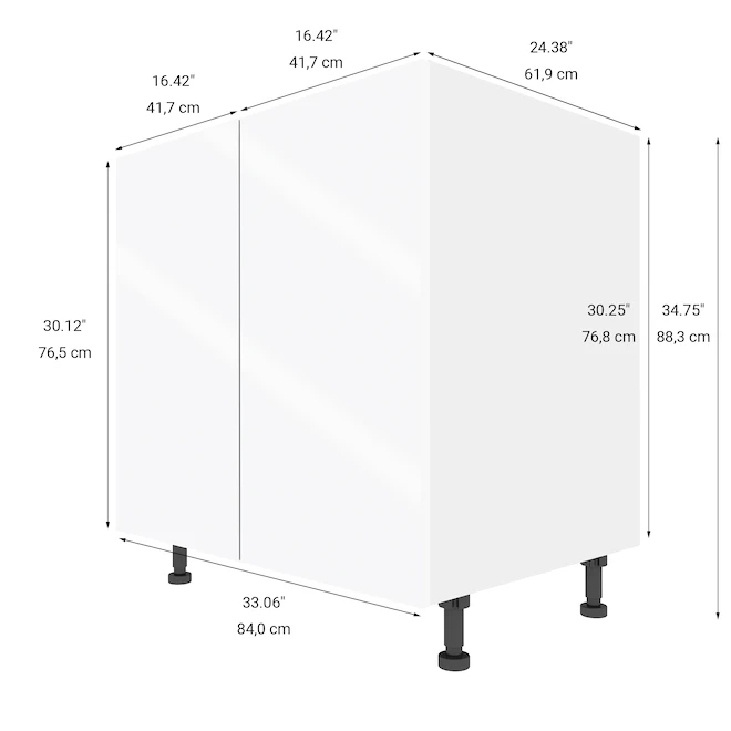 Eklipse Topaz 33.06-in X 34.75-in X 24.38-in Particleboard 2-Door Kitchen Base Cabinet 4 Eklipse Topaz 33.06-in X 34.75-in X 24.38-in Particleboard 2-Door Kitchen Base Cabinet - Image 4