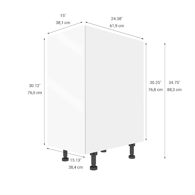 Eklipse Topaz 15.13-in X 34.75-in X 24.38-in Particleboard 1-Door Kitchen Base Cabinet 3 Eklipse Topaz 15.13-in X 34.75-in X 24.38-in Particleboard 1-Door Kitchen Base Cabinet - Image 3