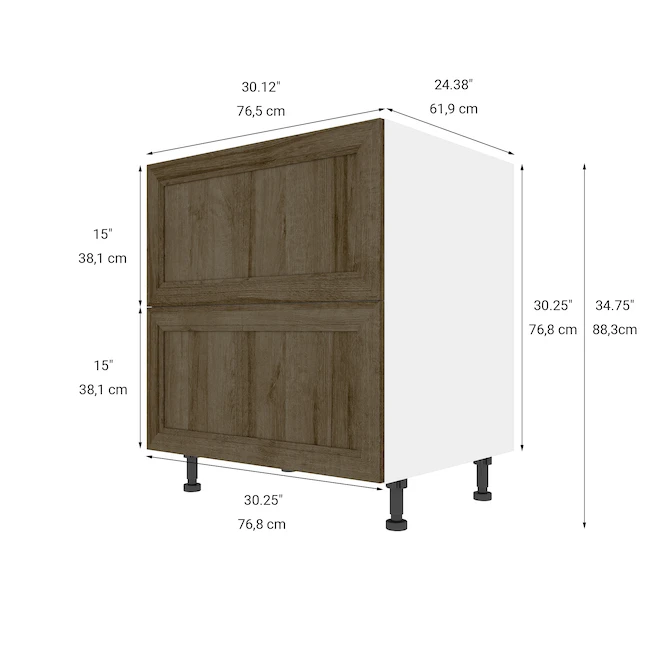 Eklipse Ruby 30.25-in X 34.75-in X 24.38-in Particleboard 2-Drawer Kitchen Base Cabinet 3 Eklipse Ruby 30.25-in X 34.75-in X 24.38-in Particleboard 2-Drawer Kitchen Base Cabinet - Image 3