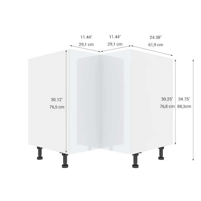 Eklipse Topaz 35.88-in X 34.75-in X 36.25-in Particleboard 2-Door Kitchen Base Corner Cabinet 1 Eklipse Topaz 35.88-in X 34.75-in X 36.25-in Particleboard 2-Door Kitchen Base Corner Cabinet
