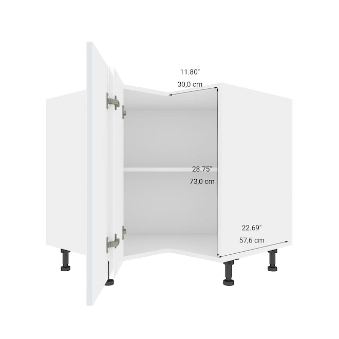 Eklipse Topaz 35.88-in X 34.75-in X 36.25-in Particleboard 2-Door Kitchen Base Corner Cabinet 4 Eklipse Topaz 35.88-in X 34.75-in X 36.25-in Particleboard 2-Door Kitchen Base Corner Cabinet - Image 4