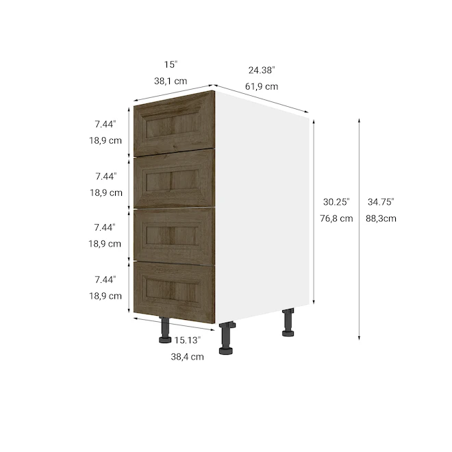 Eklipse Ruby 15.13-in X 34.75-in X 24.38-in Particleboard 4-Drawer Kitchen Base Cabinet 2 Eklipse Ruby 15.13-in X 34.75-in X 24.38-in Particleboard 4-Drawer Kitchen Base Cabinet - Image 2