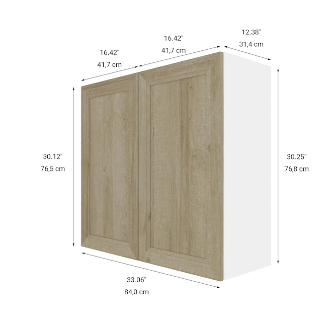 Eklipse Coral 33.06-in X 30.25-in X 12,38 Po Particleboard 2-Door Kitchen Wall Cabinet 4 Eklipse Coral 33.06-in X 30.25-in X 12,38 Po Particleboard 2-Door Kitchen Wall Cabinet - Image 4