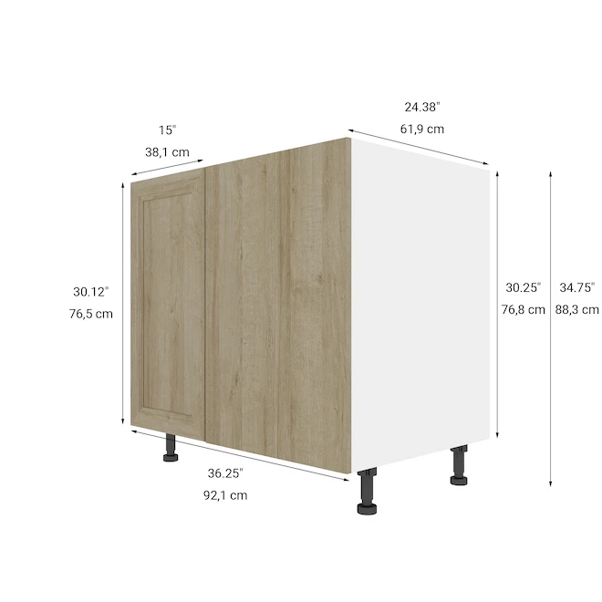 Eklipse Coral 36.25-in X 34.75-in X 36.25-in Particleboard 1-Door Base Hidden Corner Cabinet 3 Eklipse Coral 36.25-in X 34.75-in X 36.25-in Particleboard 1-Door Base Hidden Corner Cabinet - Image 3