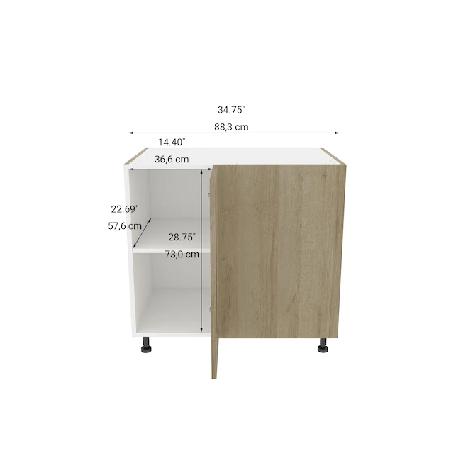 Eklipse Coral 36.25-in X 34.75-in X 36.25-in Particleboard 1-Door Base Hidden Corner Cabinet 5 Eklipse Coral 36.25-in X 34.75-in X 36.25-in Particleboard 1-Door Base Hidden Corner Cabinet - Image 5