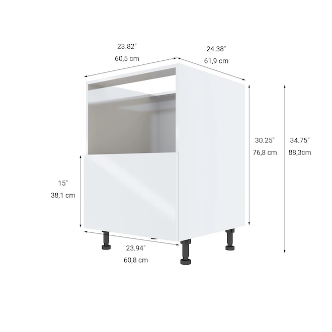 Eklipse Topaz 23.94-in X 34.75-in X 24.38-in Particleboard 1-Drawer Microwave Base Cabinet 1 Eklipse Topaz 23.94-in X 34.75-in X 24.38-in Particleboard 1-Drawer Microwave Base Cabinet