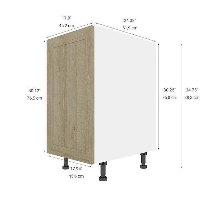 Eklipse Coral 17.94-in X 34.75-in X 24.38-in Particleboard 1-Door Kitchen Base Cabinet 4 Eklipse Coral 17.94-in X 34.75-in X 24.38-in Particleboard 1-Door Kitchen Base Cabinet - Image 4