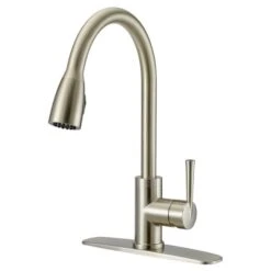 Project Source Kitchen Faucet With Pull-Down Spout - 1 Handle - Brushed Nickel -Alliedbas Shop 80375156 L